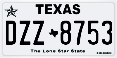 TX license plate DZZ8753