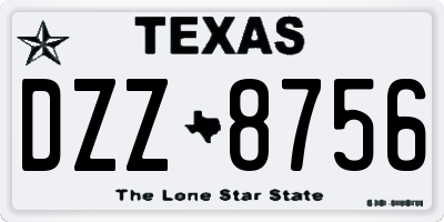 TX license plate DZZ8756