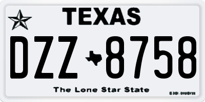 TX license plate DZZ8758