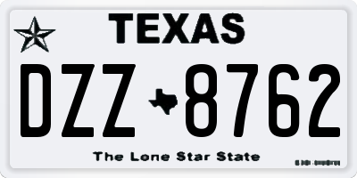 TX license plate DZZ8762