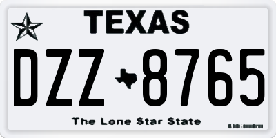 TX license plate DZZ8765