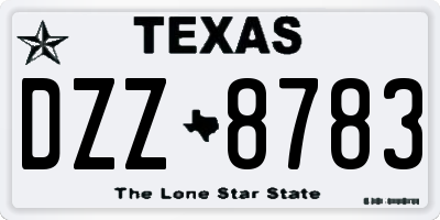 TX license plate DZZ8783
