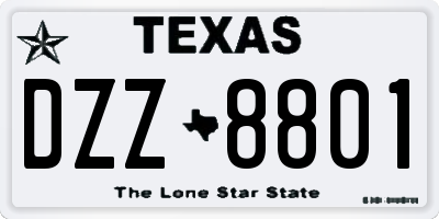 TX license plate DZZ8801