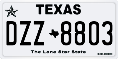 TX license plate DZZ8803