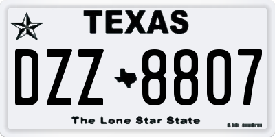 TX license plate DZZ8807