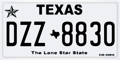 TX license plate DZZ8830