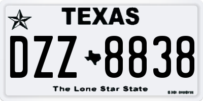 TX license plate DZZ8838