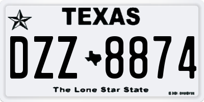 TX license plate DZZ8874