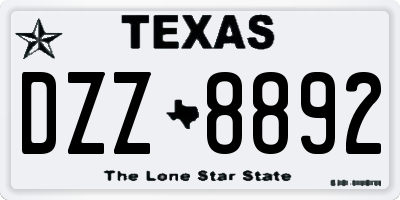 TX license plate DZZ8892