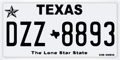 TX license plate DZZ8893