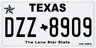 TX license plate DZZ8909