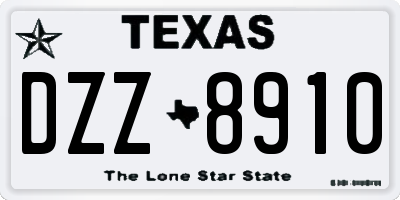 TX license plate DZZ8910