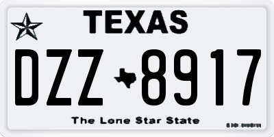 TX license plate DZZ8917