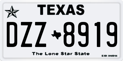 TX license plate DZZ8919