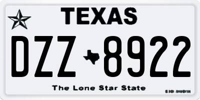 TX license plate DZZ8922