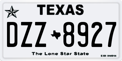 TX license plate DZZ8927