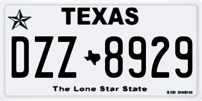 TX license plate DZZ8929