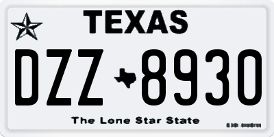 TX license plate DZZ8930