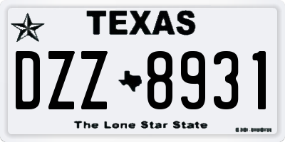 TX license plate DZZ8931