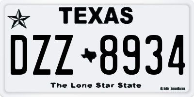 TX license plate DZZ8934