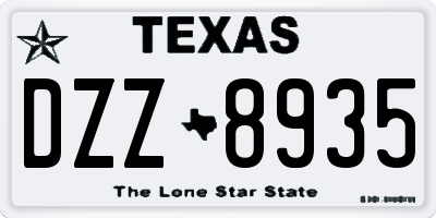 TX license plate DZZ8935