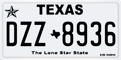 TX license plate DZZ8936