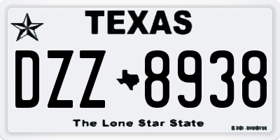 TX license plate DZZ8938