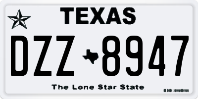 TX license plate DZZ8947