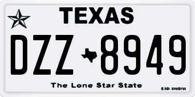 TX license plate DZZ8949