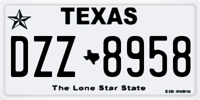 TX license plate DZZ8958