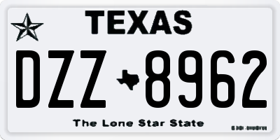 TX license plate DZZ8962