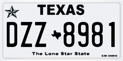 TX license plate DZZ8981