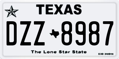 TX license plate DZZ8987