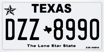 TX license plate DZZ8990