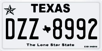 TX license plate DZZ8992