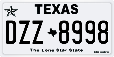 TX license plate DZZ8998