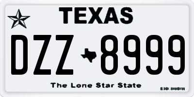 TX license plate DZZ8999