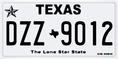 TX license plate DZZ9012