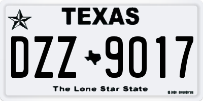 TX license plate DZZ9017