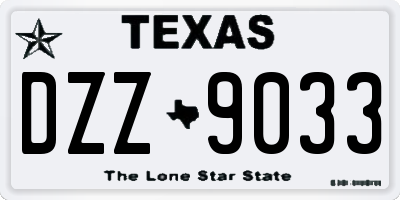 TX license plate DZZ9033