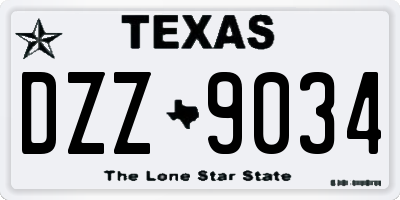 TX license plate DZZ9034