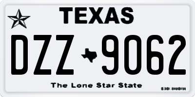 TX license plate DZZ9062