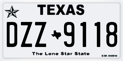 TX license plate DZZ9118