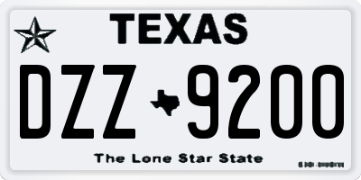 TX license plate DZZ9200