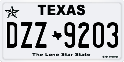 TX license plate DZZ9203