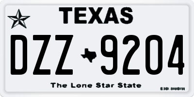 TX license plate DZZ9204