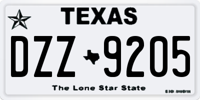 TX license plate DZZ9205