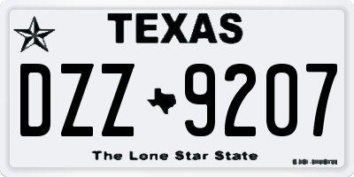 TX license plate DZZ9207