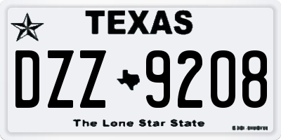 TX license plate DZZ9208