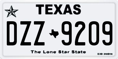 TX license plate DZZ9209